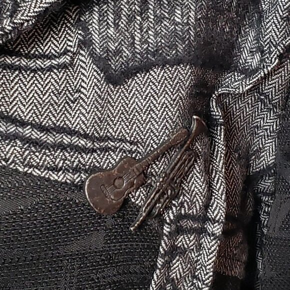 Vassalli Made in Italy designer Jacket Blazer size 14 Black Gray Herringbone - Picture 2 of 11